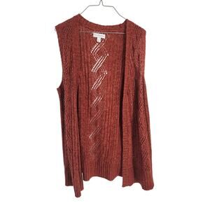 Kim Rogers Open Knit Sleeveless Cardigan Women's Size Large L